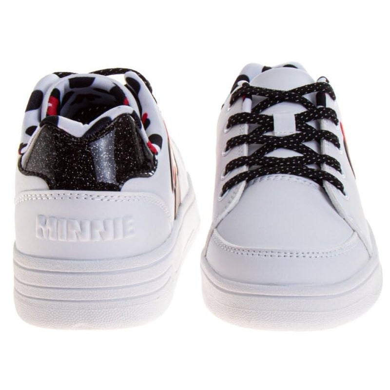 Josmo Women's Character Fashion Sneaker Minnie Mouse Lace Up Casual Walking Shoes- White Black Size 8 Adults - Image 2