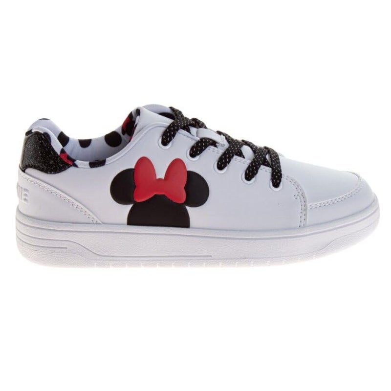 Josmo Women's Character Fashion Sneaker Minnie Mouse Lace Up Casual Walking Shoes- White Black Size 8 Adults - Image 1