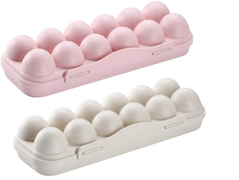 Dhvsam 12 Grids Eggs Tray Holders Egg Storage Containers Practical Refrigerator Egg Boxes for Home Kitchen Restaurant 2 Pcs Random - Image 1