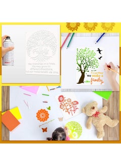 Zonon 6 Pieces Sunflower Stencil Kit Reusable Family Tree Stencil Flower Butterfly Painting Templates You Are My Sunshine Stencil With Metal Open Ring For Painting On Wood Wall Decor  - Image 5