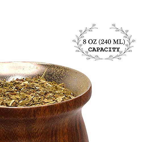 LA FEE Yerba Mate Natural Gourd/Tea Cup Set Brown (Original Traditional Mate Cup - 8 Ounces)，Includes Yerba Mate Straw & Cleaning Brush，Stainless Steel | Double-Walled | Easy to Clean (Brown) - Image 3