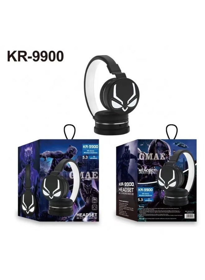 Black Panther Wireless Bluetooth Headphones for Kids – High-Definition Sound, 200mAh Battery, 8-Hour Playtime, Built-in Microphone, Volume Control, 3.5mm Connector, 40mm Driver Unit, Black - Image 2
