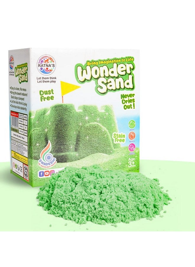 RATNA'S Wonder Sand 500G Smooth Sand For Kids With One Big Mould (Without Tray) (Green Color) - Non-Sticky, Easy-To-Shape Sand For Creative Play - Image 1