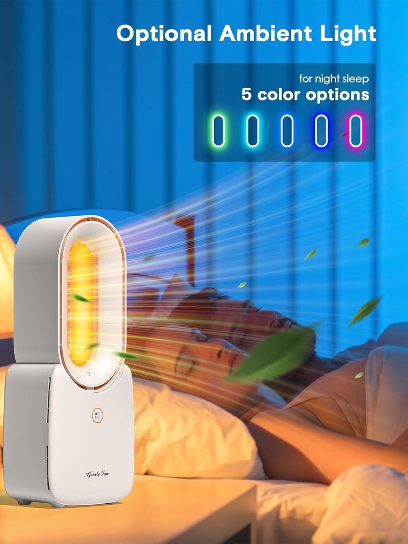 let'me Desk Fan, Portable Bladeless Fan 11.8 inch Small Personal Cooling Fan with 5 Colors Touch Control LED Light, Quiet Table Fan for Office, Home, Bedroom - Image 3
