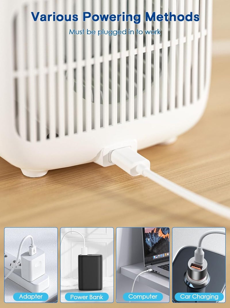 let'me Desk Fan, Portable Bladeless Fan 11.8 inch Small Personal Cooling Fan with 5 Colors Touch Control LED Light, Quiet Table Fan for Office, Home, Bedroom - Image 4