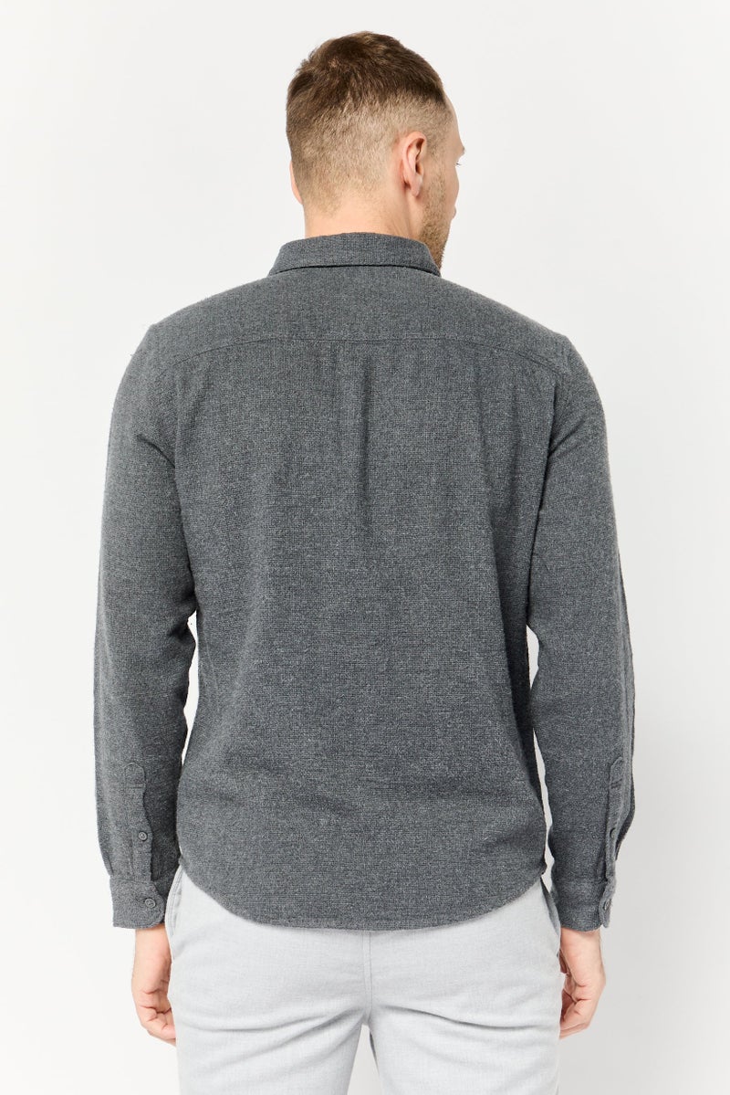 Celio Men Regular Fit Textured Long Sleeves Casual Shirt, Grey - Image 4