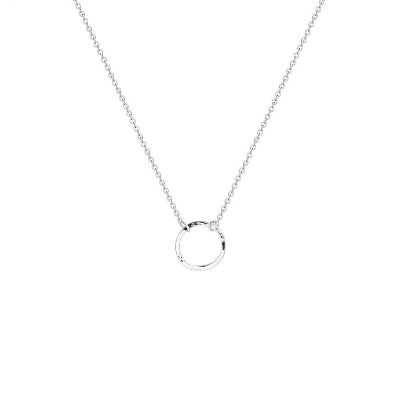 Fettero Pendant Necklace Sliver Hammered Open Karma Circle Pendant Platinum Plated Dainty Simple Jewelry for Women - Image 1