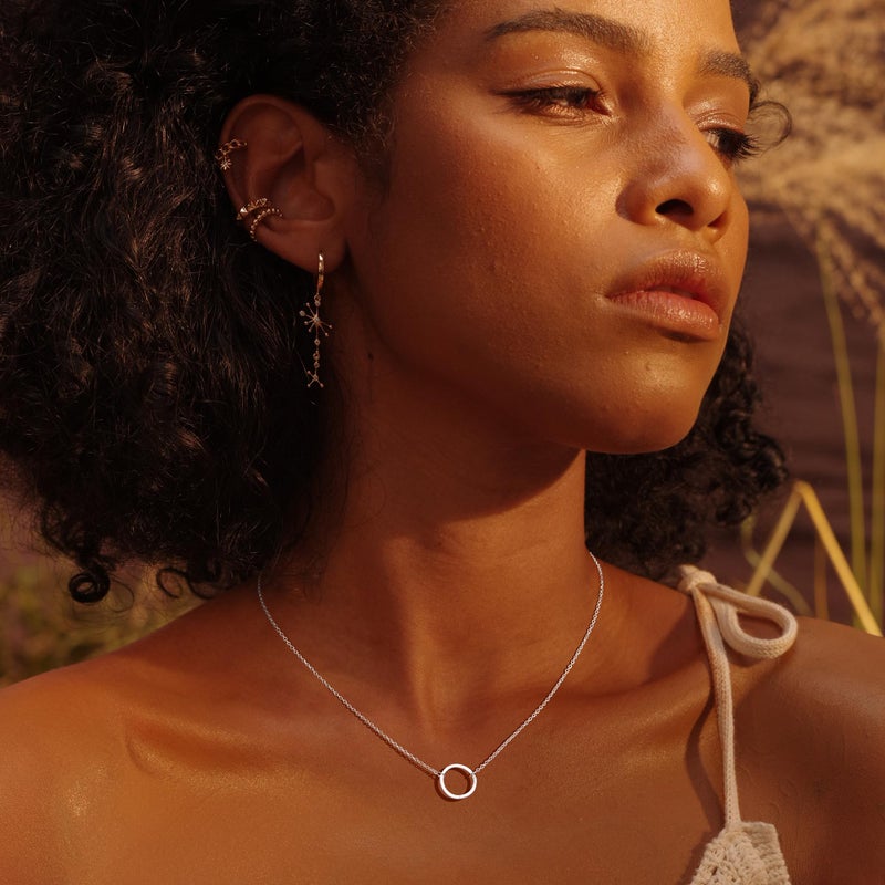 Fettero Pendant Necklace Sliver Hammered Open Karma Circle Pendant Platinum Plated Dainty Simple Jewelry for Women - Image 2