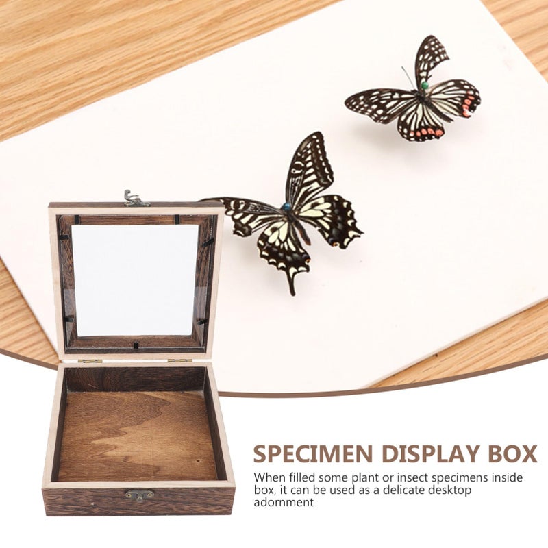 Clear Top Wood Glass Jewelry Display Case Box Collection Tray 15x15cm - Image 5