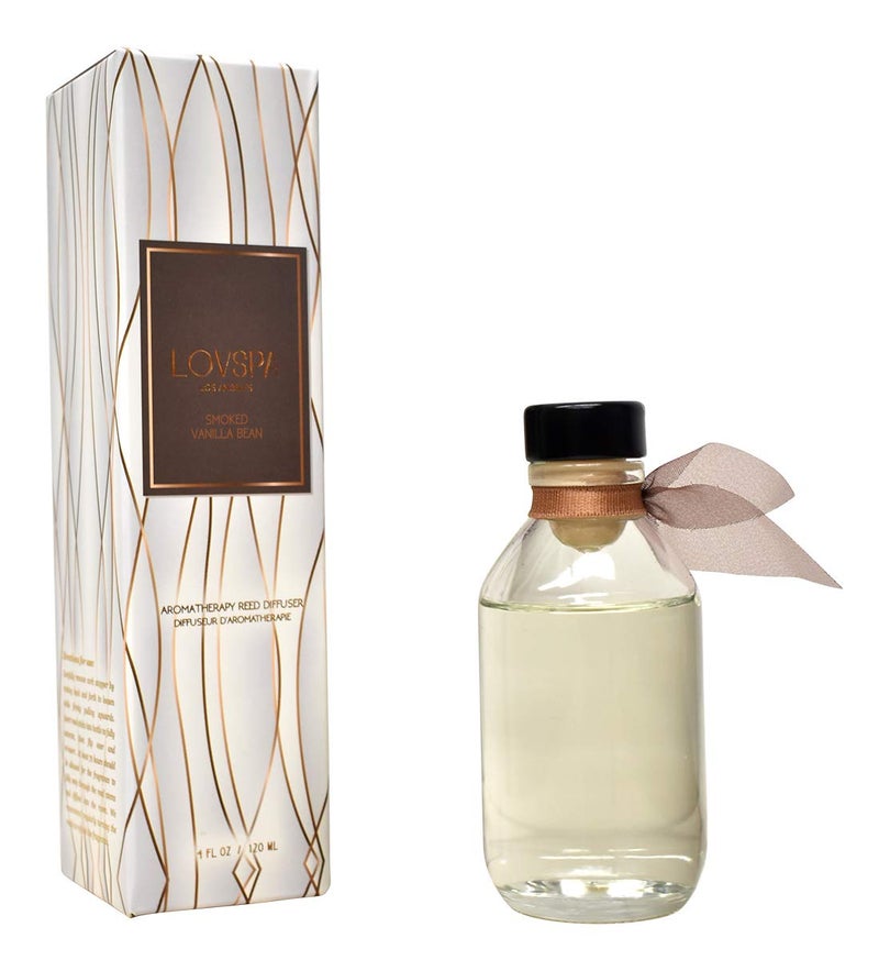 LOVSPA Reed Diffuser Set, Smoked Vanilla Scented Oil Diffuser with Sticks, Home Fragrance Accessories for Bathroom Shelf Decor, Aroma Diffusers for Home or Office Fall Decor, USA Made - Image 4