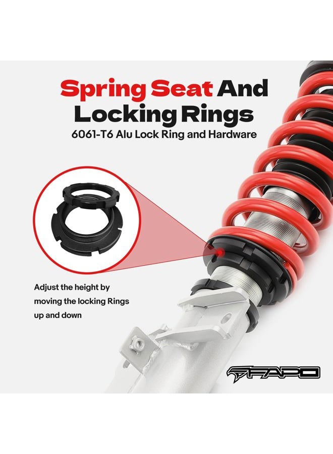 FAPO RACING مجموعة خفض ارتفاع نظام التعليق القابل للتعديل، متوافقة مع شيفروليه كامارو 2010-2015، أحادي الأنبوب - Image 2