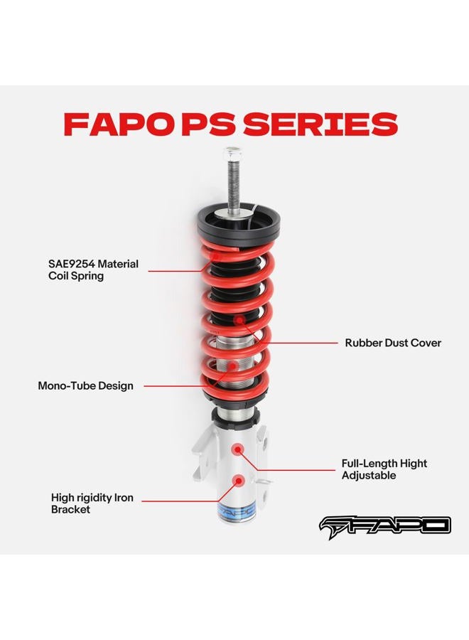 FAPO RACING مجموعة خفض ارتفاع نظام التعليق القابل للتعديل، متوافقة مع شيفروليه كامارو 2010-2015، أحادي الأنبوب - Image 3