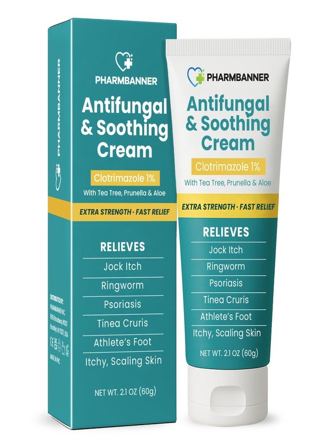PHARMBANNER Antifungal Cream for Jock Itch, Ringworm, Psoriasis & Athlete’s Foot - Extra Strength Relief for Itchy, Burning Skin - Fast-Acting Formula for Tinea Cruris, Tinea Versicolor & Skin Irritations - Image 1