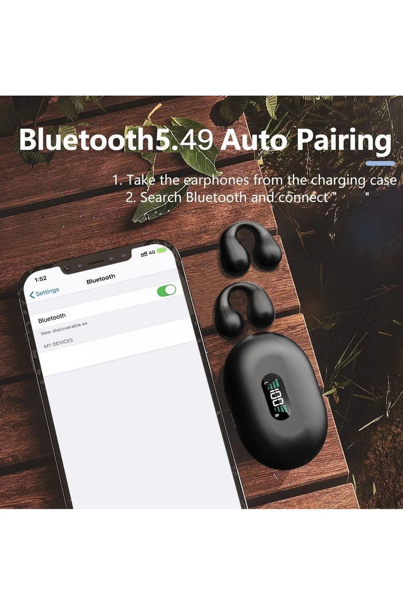 Concretization Open Ear Bluetooth Earbuds - True Wireless Bluetooth Earbuds - Clip Ear Bluetooth Earphones for Sports, Running, Cycling, Driving - Air Conduction Headset with Bluetooth 5.49 for Android and iPhone - apricot  - Image 3
