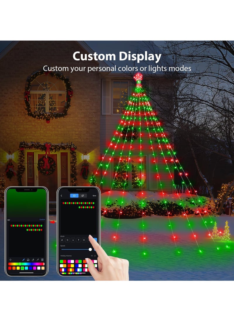 Generic - Outdoor Christmas Decorations Smart, Modes Dynamic Color Changing APP Remote Control Waterfall Christmas Tree Lights, Topper Star Music Schedule for Outside - Image 1