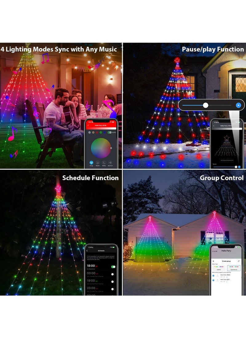 Generic - Outdoor Christmas Decorations Smart, Modes Dynamic Color Changing APP Remote Control Waterfall Christmas Tree Lights, Topper Star Music Schedule for Outside - Image 1