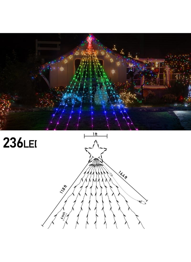 Generic - Outdoor Christmas Decorations Smart, Modes Dynamic Color Changing APP Remote Control Waterfall Christmas Tree Lights, Topper Star Music Schedule for Outside - Image 1