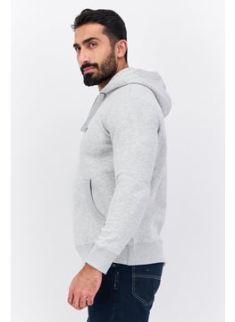 French Connection Men Hooded Long Sleeve Embroidered Logo Sweatshirt, Grey  - Image 2