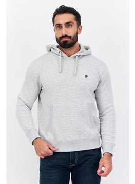 French Connection Men Hooded Long Sleeve Embroidered Logo Sweatshirt, Grey  - Image 1