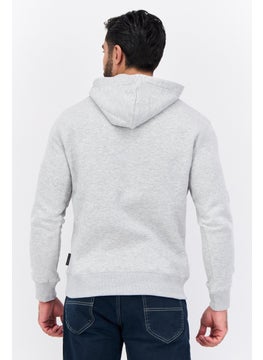 French Connection Men Hooded Long Sleeve Embroidered Logo Sweatshirt, Grey  - Image 3
