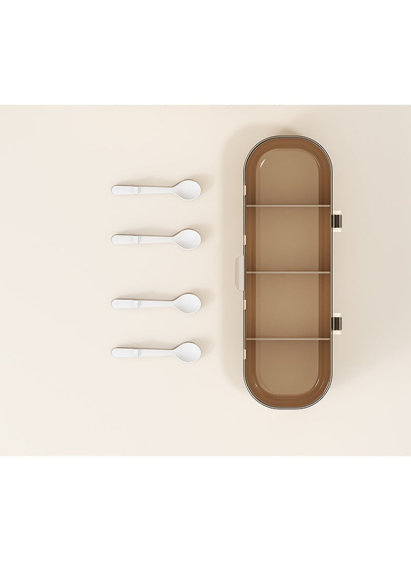 Seasoning Box Combination Set Household Kitchen Spice Jar Multi-Grid Integrated Storage Box (Milky White With Small Spoon) - Image 5