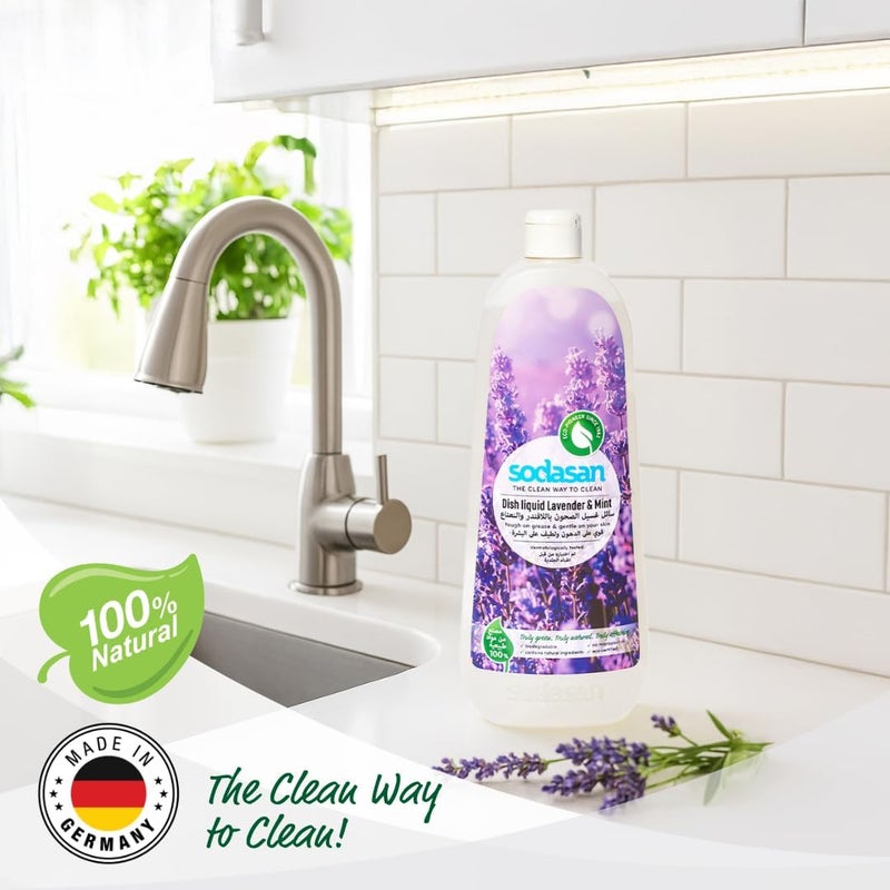 sodasan 100% Natural Dish Liquid Lavender And Mint 1L - Image 2