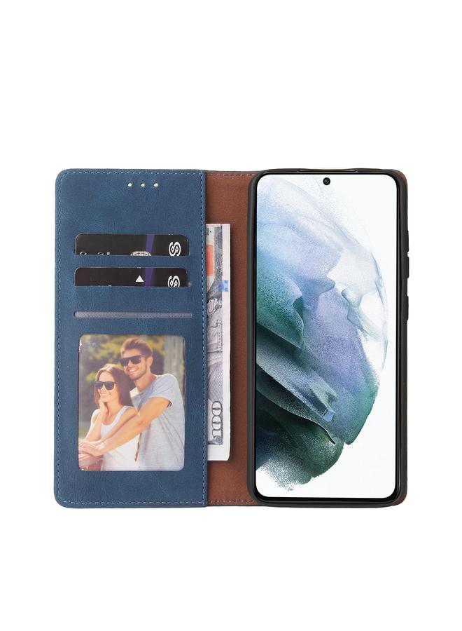 S-TOP Case For Samsung Galaxy S21 FE 5G Simple Suction Closure Horizontal Flip Leather Case with Holder & Card Slot & Wallet - Image 4