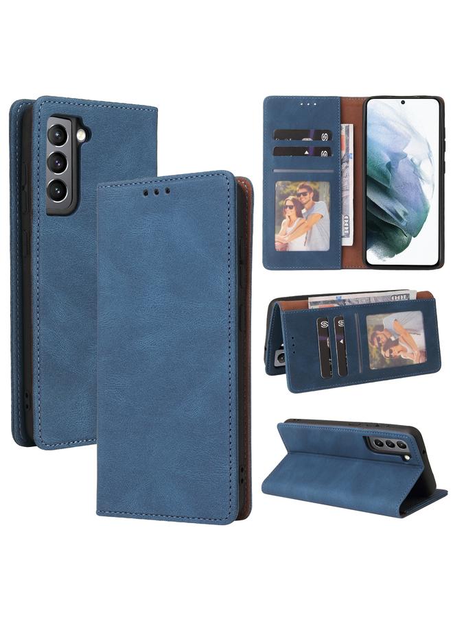 S-TOP Case For Samsung Galaxy S21 FE 5G Simple Suction Closure Horizontal Flip Leather Case with Holder & Card Slot & Wallet - Image 1