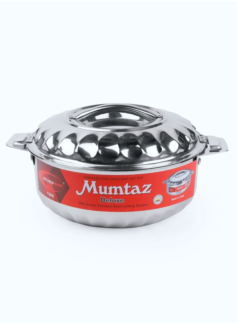 Kitchenmark 3pc Mumtaz Stainless Steel Insulated Casserole Food Warmer Hotpot 1L,1.5L,2.5L - Silver  - Image 2