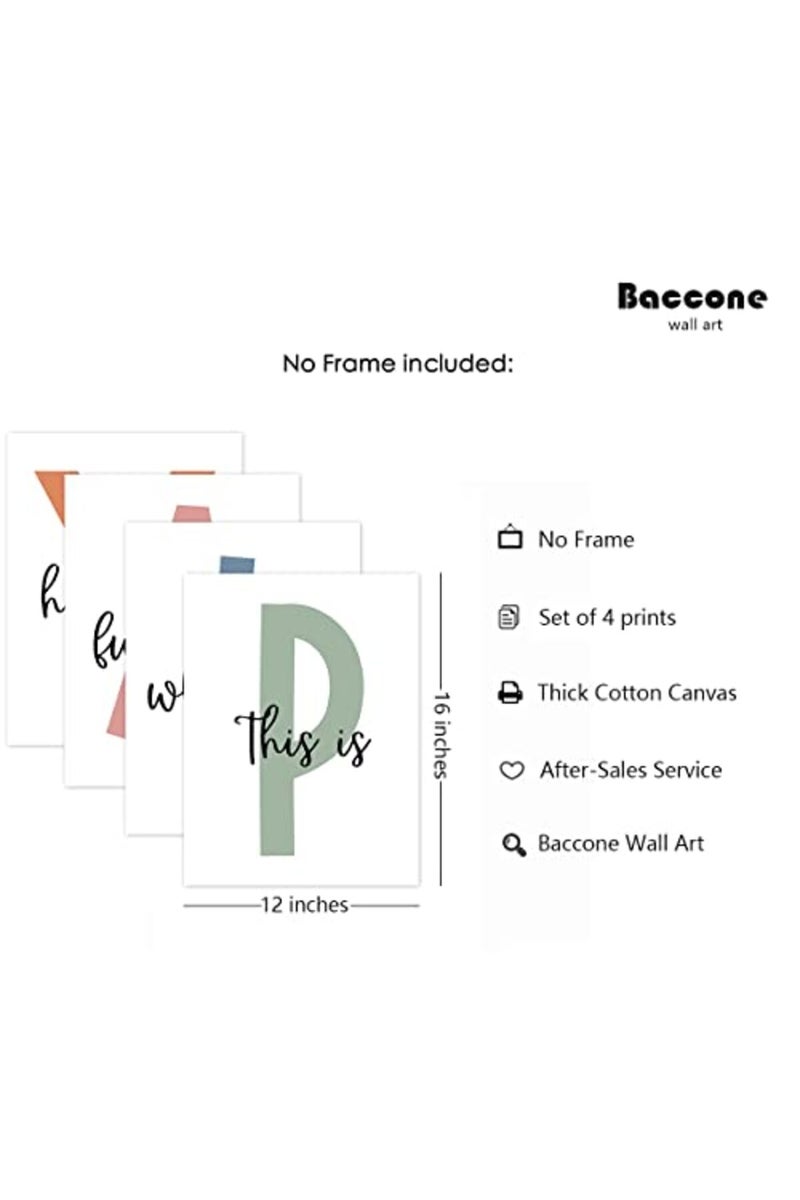 Baccone Kids Playroom Wall Art Boys Room Wall Decor Childrens Playroom Canvas Prints Baby Boy Kids Room Poster Decor Toddler Nursery Print Artwork Let'S Play Sign 12x16 Inch Set of 4 UNFRAMED - Image 3