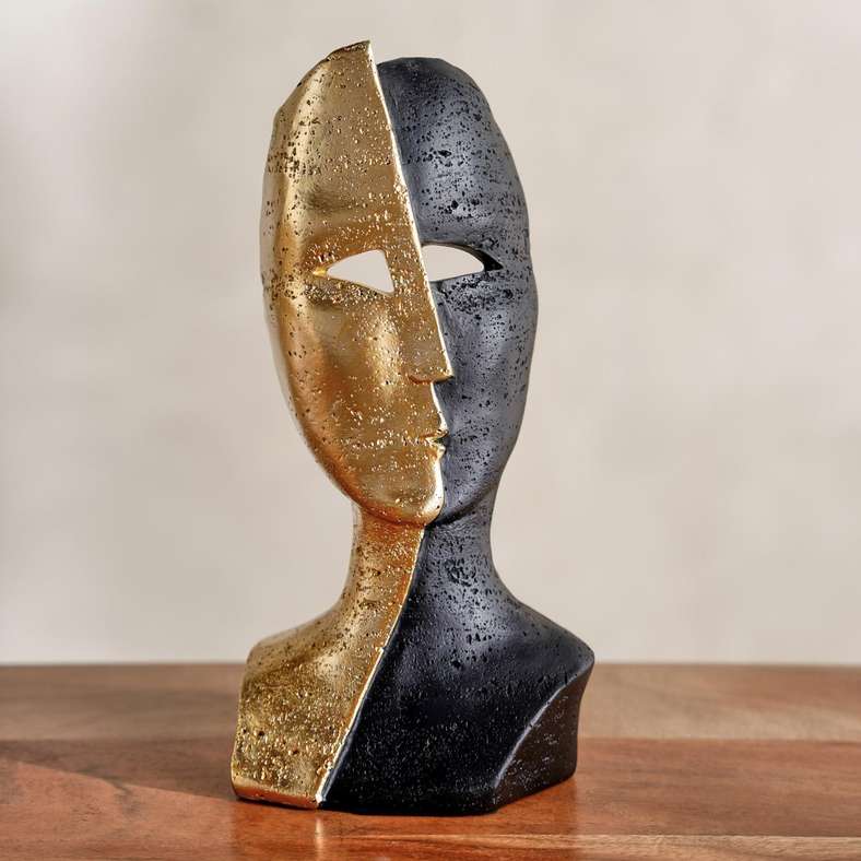 Pan Home Canan Polyresin Decor Accent 15x10x30.5cm - Black/Gold - 112HEL9900630 - Image 3