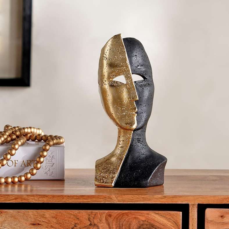 Pan Home Canan Polyresin Decor Accent 15x10x30.5cm - Black/Gold - 112HEL9900630 - Image 1