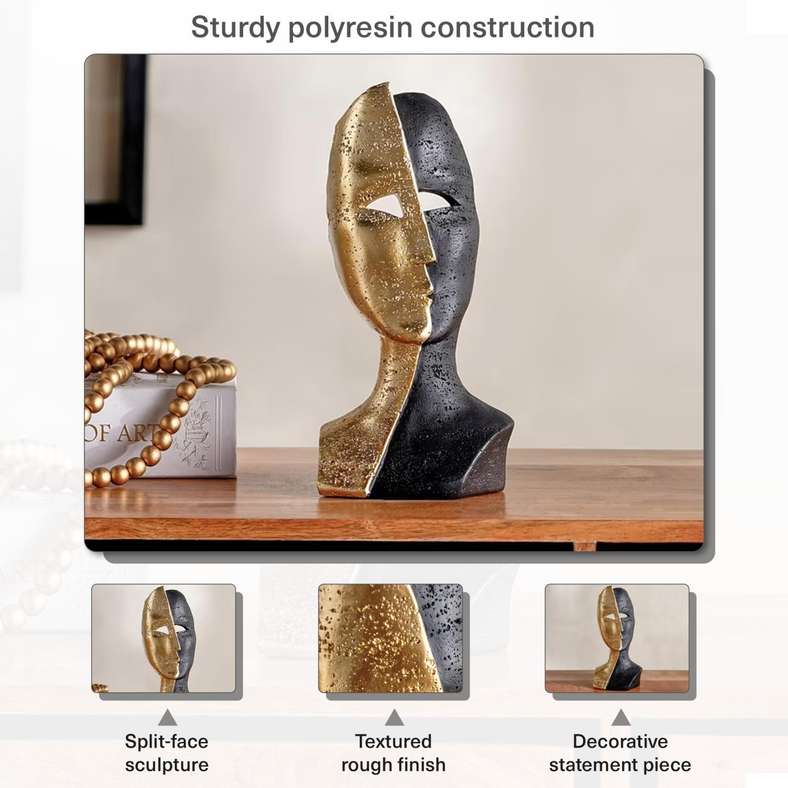 Pan Home Canan Polyresin Decor Accent 15x10x30.5cm - Black/Gold - 112HEL9900630 - Image 4