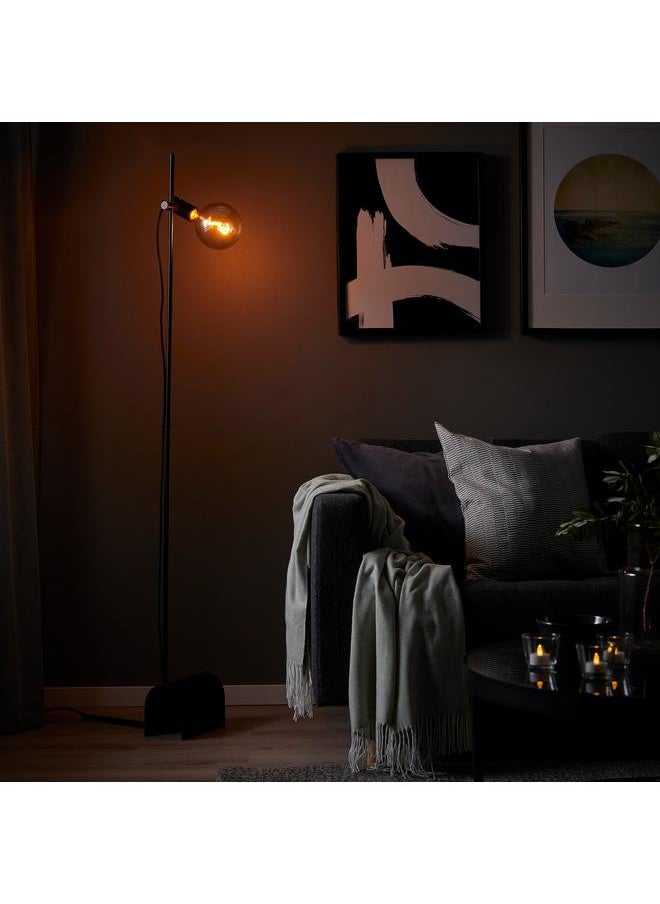 Generic Floor lamp with light bulb, black/globe grey clear glass  - Image 3