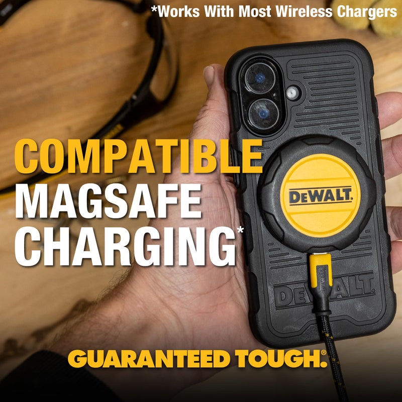DEWALT حلقة مغناطيسية قابلة للدوران 360° من DEWALT لحافظة iPhone 16 Pro Max، حماية قوية من السقوط تناسب MagSafe مع حامل وحلقة، مقاومة للصدمات مع فقاعات نانوية لحافظة iPhone 16 Pro Max، سوداء - Image 5