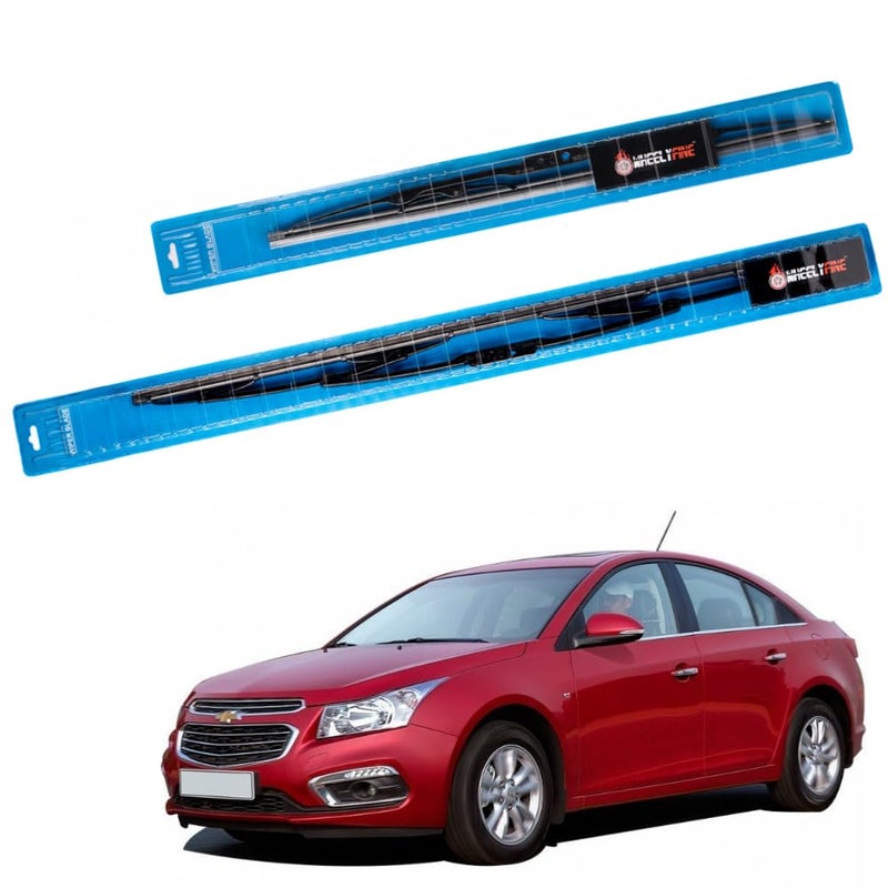 Wheelyfine Windshield Car Wiper Blades Metal Frame Water Repellant Cleaning Wiper Blades Refills Best for Chevrolet Cruze (2009-2017) Dr 24"/Pa 18" - Image 2