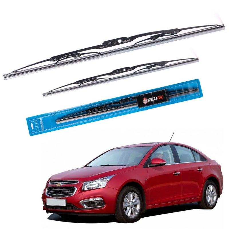 Wheelyfine Windshield Car Wiper Blades Metal Frame Water Repellant Cleaning Wiper Blades Refills Best for Chevrolet Cruze (2009-2017) Dr 24"/Pa 18" - Image 1