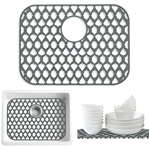 SAMSIER Silicone Sink Protectors Mats (13x11 & 14x12 & 16x12 & 18x16 & 19x14 & 21x16 & 22x13 & 25x16 & 26x14 & 28x14 & 30x16) for Bottom of Kitchen Sink (19”x14”, Rear Drain) - Image 1