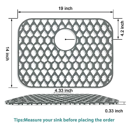 SAMSIER Silicone Sink Protectors Mats (13x11 & 14x12 & 16x12 & 18x16 & 19x14 & 21x16 & 22x13 & 25x16 & 26x14 & 28x14 & 30x16) for Bottom of Kitchen Sink (19”x14”, Rear Drain) - Image 5