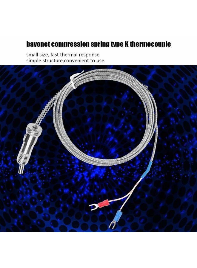 Walfront K-Type Thermocouple, Bayonet Compression Spring Type K Thermocouple Temperature Sensor Probe Temperature Gauge 0-400℃ 1m/2m/3m/4m/5m Wire (Optional)(5 m) - Image 4
