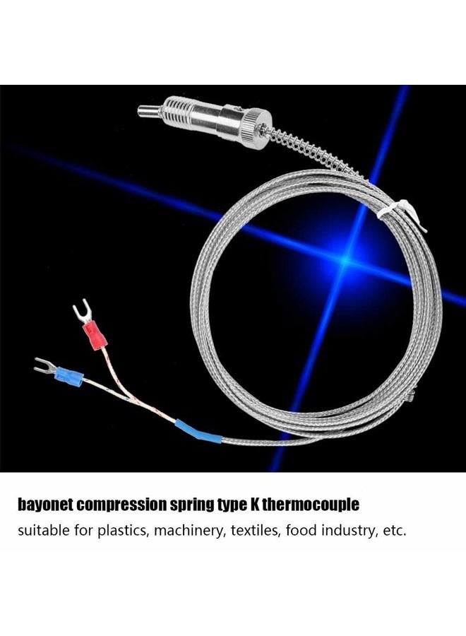 Walfront K-Type Thermocouple, Bayonet Compression Spring Type K Thermocouple Temperature Sensor Probe Temperature Gauge 0-400℃ 1m/2m/3m/4m/5m Wire (Optional)(5 m) - Image 5