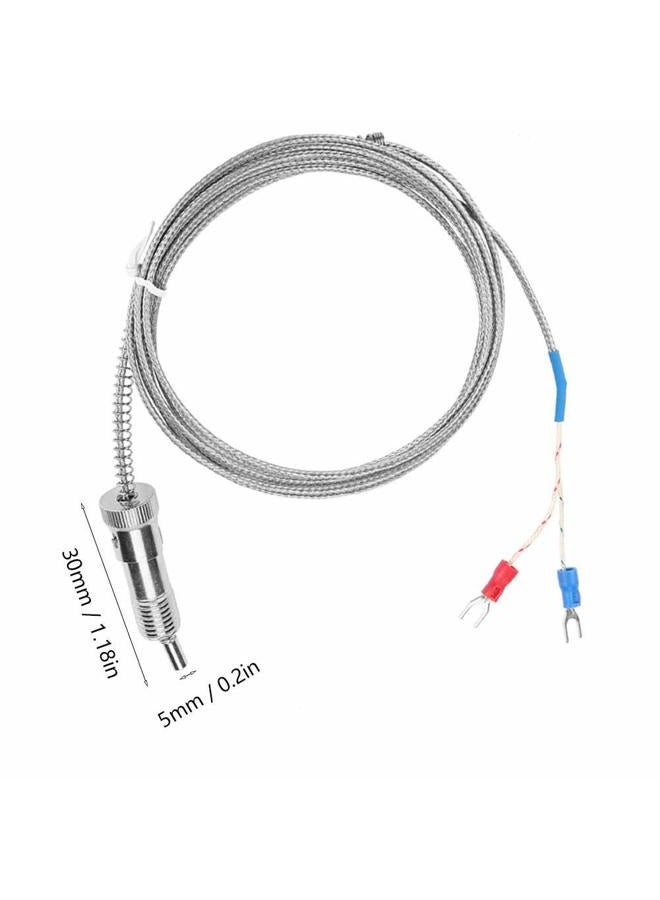 Walfront K-Type Thermocouple, Bayonet Compression Spring Type K Thermocouple Temperature Sensor Probe Temperature Gauge 0-400℃ 1m/2m/3m/4m/5m Wire (Optional)(5 m) - Image 3