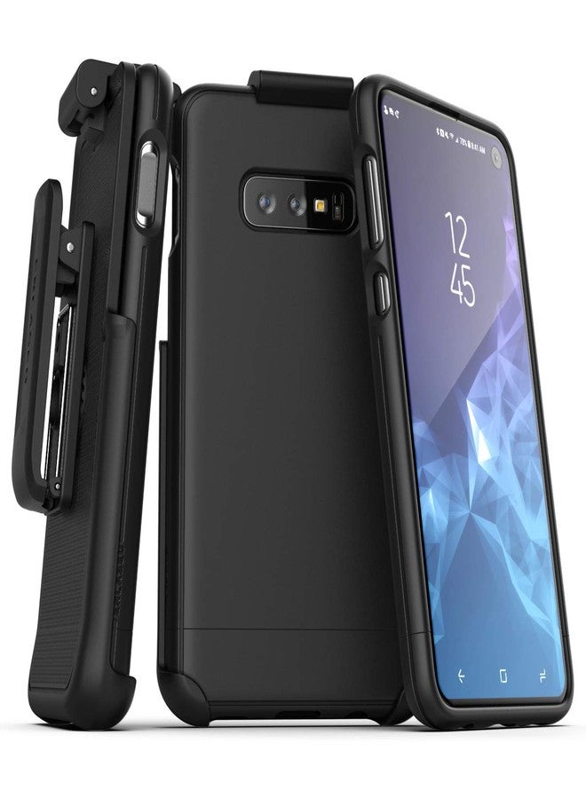 Encased Ultra-Slim Belt Case for Samsung Galaxy S10e - SlimShield Series Hard Cover w/Holster Clip (Matte Black) - Image 1