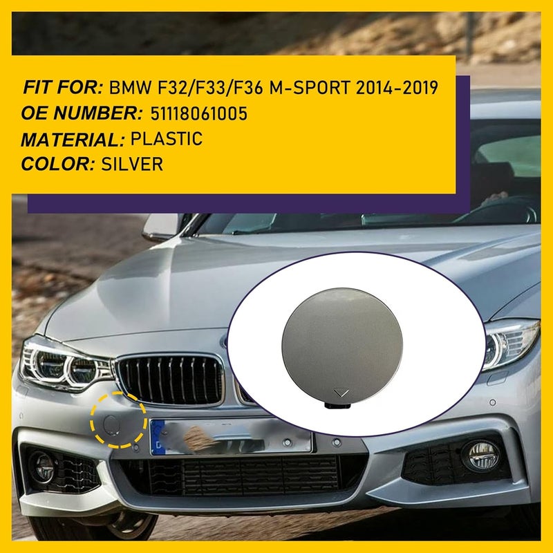JHRISE Front Bumper Tow Hook Cover for BMW 4 Series M-Sport F32 F33 F36 (2014-2019) - Silver - Image 3