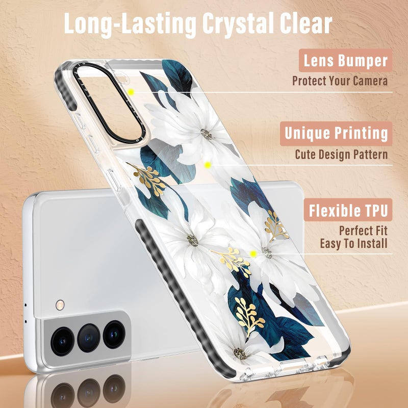 LOTADILO حافظة لوتاديلو اللطيفة لجهاز Galaxy S21 FE 5G - للنساء والفتيات تصميم كاواي مضحك ممتع جمالي زهور زرقاء موضة أنثوية للمراهقات نمط حافة TPU لحافظة سامسونج Galaxy S21 FE - Image 3
