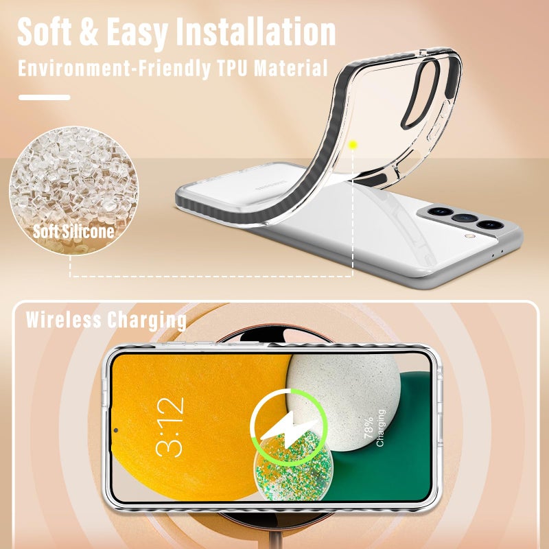 LOTADILO حافظة لوتاديلو اللطيفة لجهاز Galaxy S21 FE 5G - للنساء والفتيات تصميم كاواي مضحك ممتع جمالي زهور زرقاء موضة أنثوية للمراهقات نمط حافة TPU لحافظة سامسونج Galaxy S21 FE - Image 5