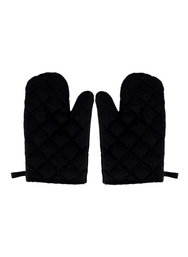 1 Pair Oven Mitts, Heat Resistant BBQ Gloves-Oven Mitts with Recycled Infill Cotton Non-Slip Cooking Gloves for BBQ Kitchen Baking Cooking - Black ﻿ - Image 2