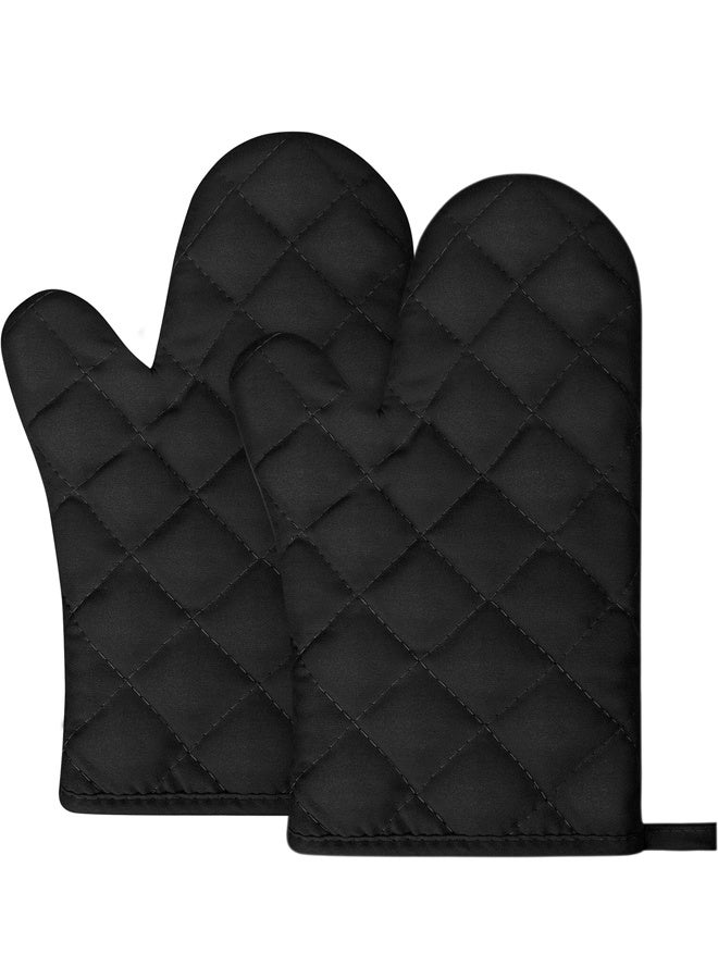 1 Pair Oven Mitts, Heat Resistant BBQ Gloves-Oven Mitts with Recycled Infill Cotton Non-Slip Cooking Gloves for BBQ Kitchen Baking Cooking - Black ﻿ - Image 1