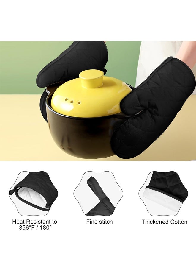 1 Pair Oven Mitts, Heat Resistant BBQ Gloves-Oven Mitts with Recycled Infill Cotton Non-Slip Cooking Gloves for BBQ Kitchen Baking Cooking - Black ﻿ - Image 3