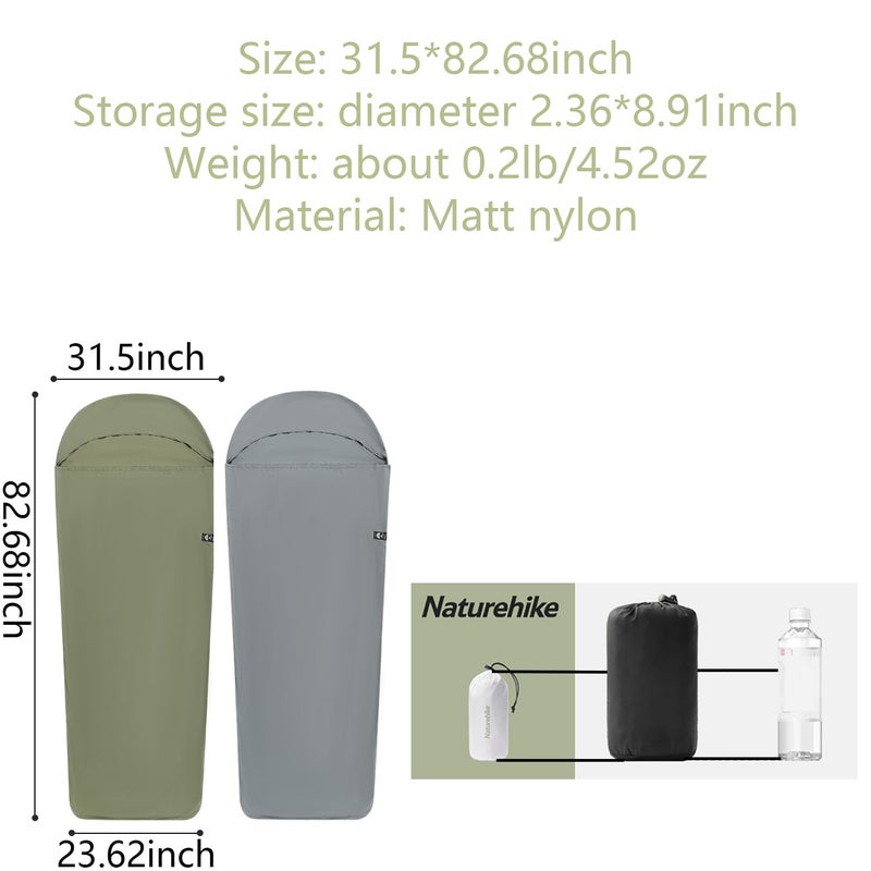 windhike بطانية نوم ناتشرهايكر خفيفة الوزن 4.51 أونصة - كيس نوم للبالغين و كيس نوم للسفر و شراشف السفر و شراشف التخييم للتنزه و الفنادق و النزل، مريحة وسهلة العناية، بطول كامل (أزرق زهييوان) - Image 5